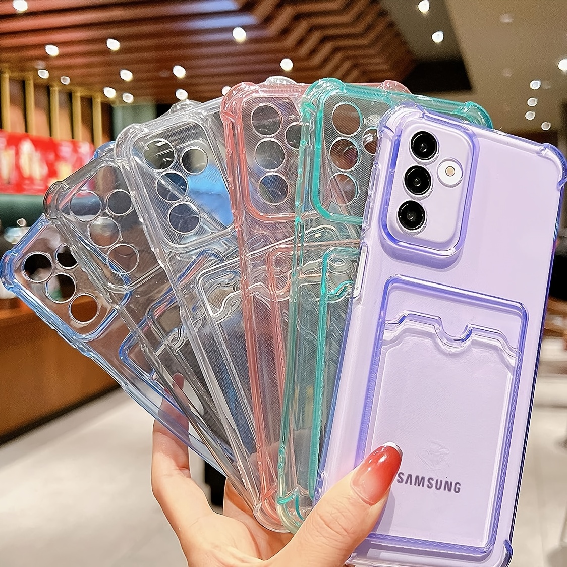 For Samsung Galaxy A14 5G Case, Card Slot Transparent Case Protective Soft  Shockproof Case Card Holder For Galaxy A14/54/53