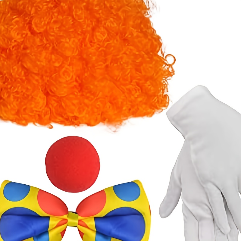 Clown Costume Clown Parrucca Clown Naso Accessori Papillon Guanti Bianchi  Per Donne Uomini Adulti Carnevale P