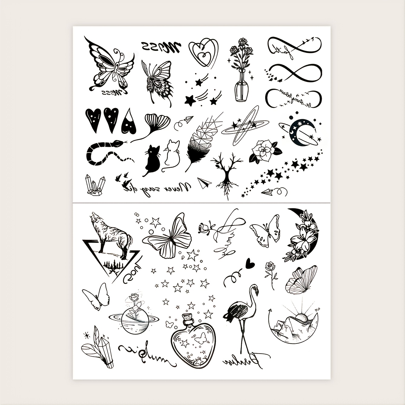 Mini Tattoos Set - Stylish Designs for Fingers, Wrists, Ears & More