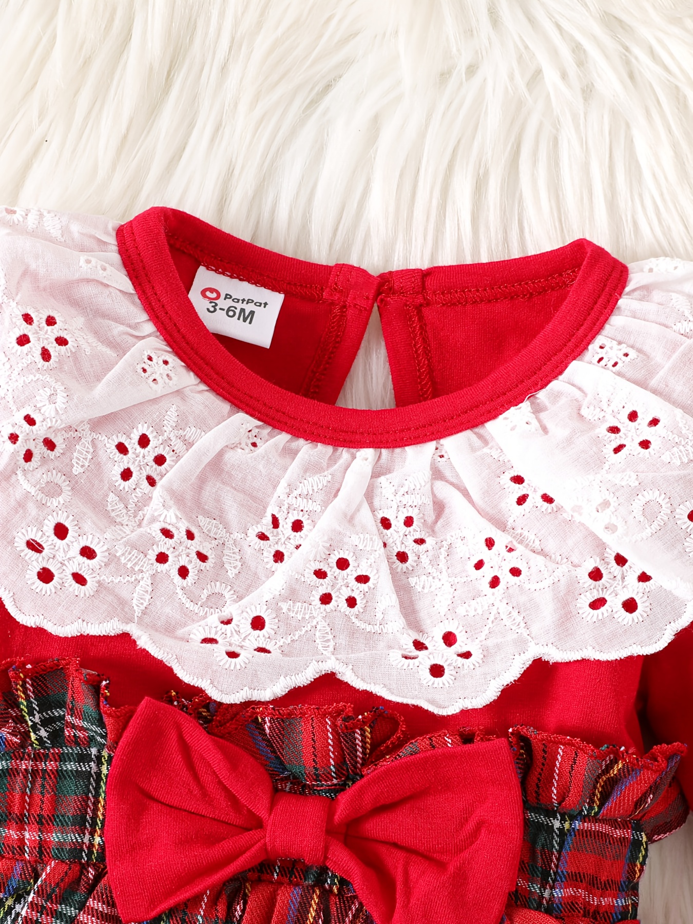 2pcs Baby Girl 95% Cotton Long-sleeve Faux-two Plaid Bow Front Dress with Headband Set