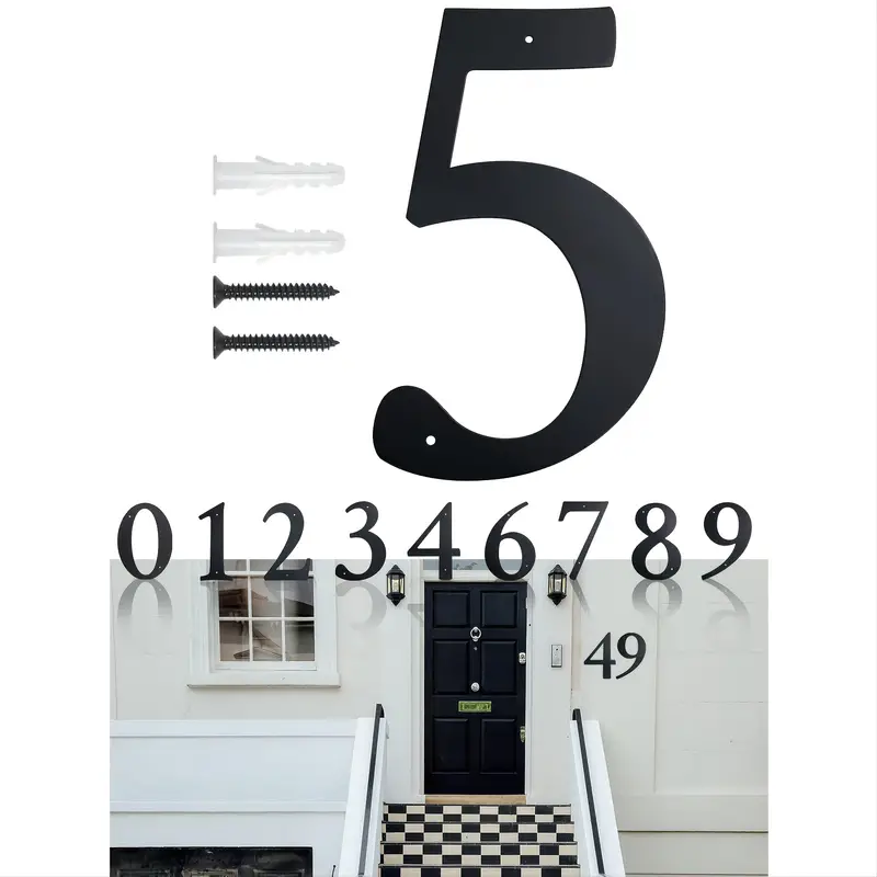 1pc Super Large House Numbers 11 Inch Modern Address Numbers Elegant Black Finish Numbers Cast Iron House Sign For Door Plate Home Gate Store Mailbox