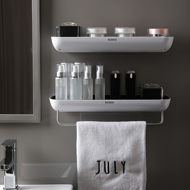 1pc Bathroom Wall-mounted Storage Rack, Luxury Style With No Drilling  Required, Shelves For Washbasin Accessories