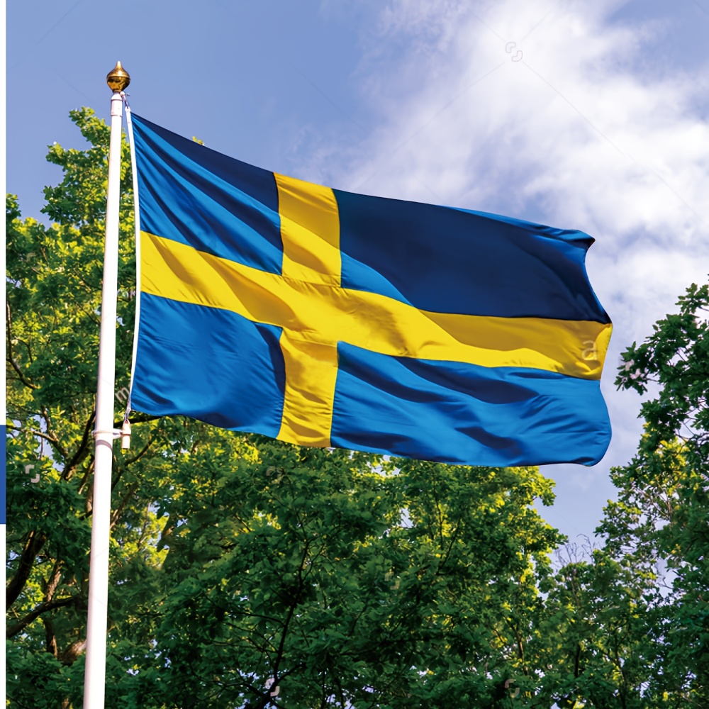 

1pc, Swedish National Flag 90x150cm 3x5ft Hanging Se Konungariket Sverige Sweden Flags Polyester Swe Blue With Gold Cross Sweden Banner
