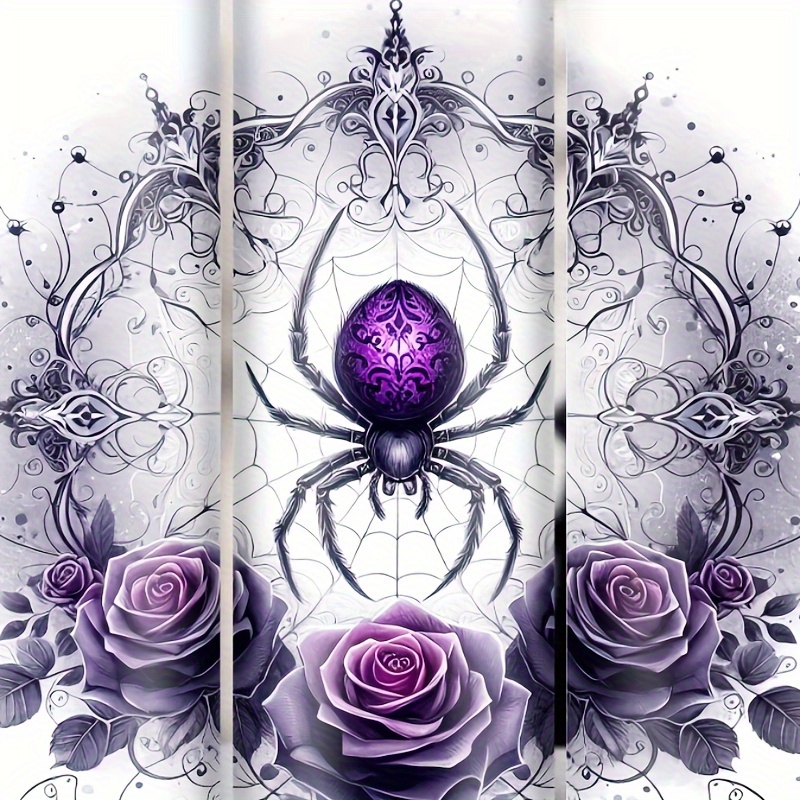 

20oz Insulated Steel & Lid - 3d Printed Purple Spider, & Web - For Halloween Decor, &