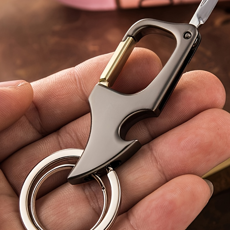 

Stainless Steel Carabiner Keychain With Dual Key Rings, Bottle Opener, Compact Key Clip For Men And Women, 3.46 X 0.90 Inches