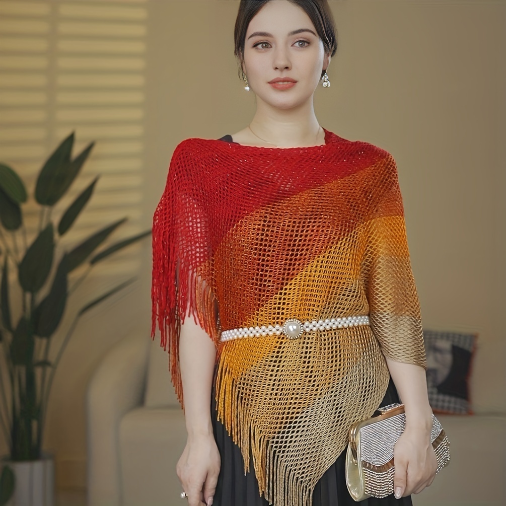 Boho Fringed Shawl Hollow Out Mature Wrap Sunscreen