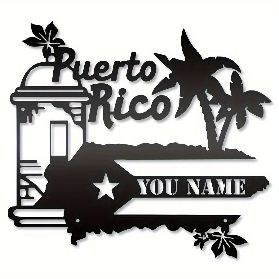 

Customizable Puerto Flag Iron Wall Art - Personalized Name Metal Decor, Home Accent For Living Room & Children's Room, Outdoor-indoor Display, Suitable For 14+