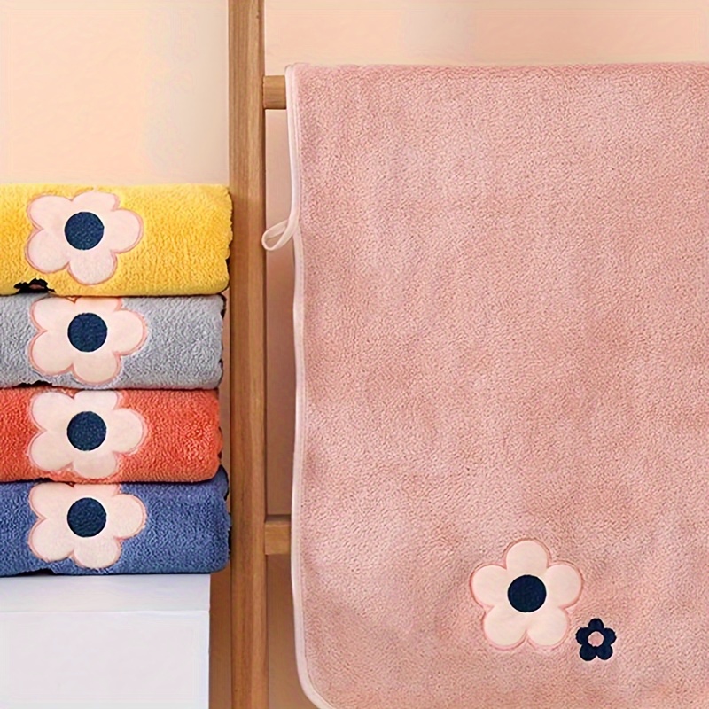 

5pcs Flower Pattern Hand Towel, Household Coral Fleece Hand Towel, Soft Face Towel, Quick-drying Absorbent Towel For Home Bathroom, Bathroom Accessories