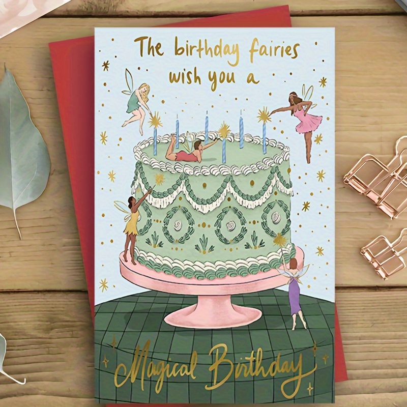 

1pc Enchanting Fairy-themed Birthday Greeting Card For Anyone – Magical Birthday Wishes With Blank Inside For Personal Messages