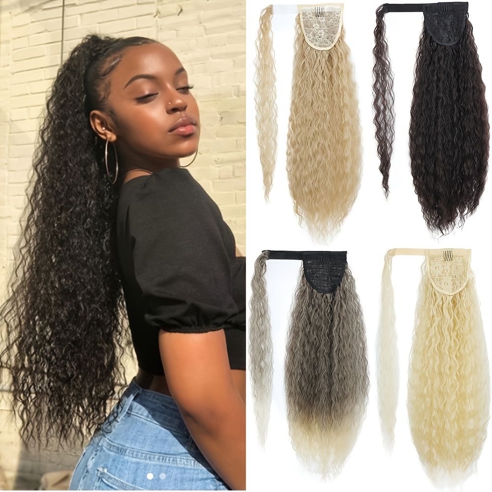 Corn Perm Long Curly Hair Ponytail Kinky Straight Ponytail Synthetic Fiber Wrap  Around Ponytail Clip In Hair Extensions Ponytail For Women | Shop Now For  Limited-time Deals | Temu