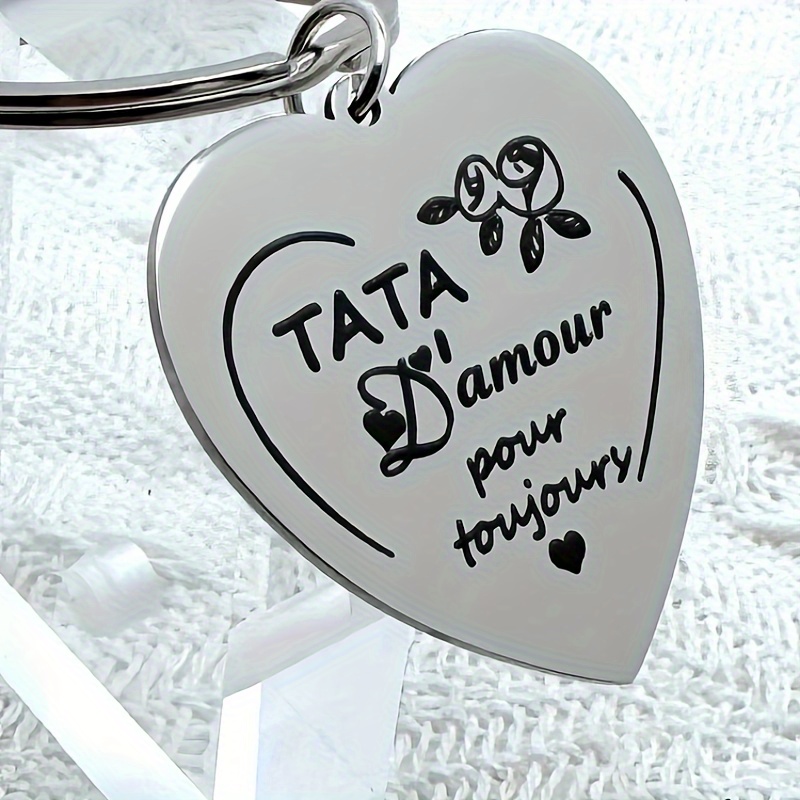 

Stainless Steel Engraved Auntie Keychain - Perfect Valentine's Day Gift For Your Auntie - Personalized With 'tata I' Love Message