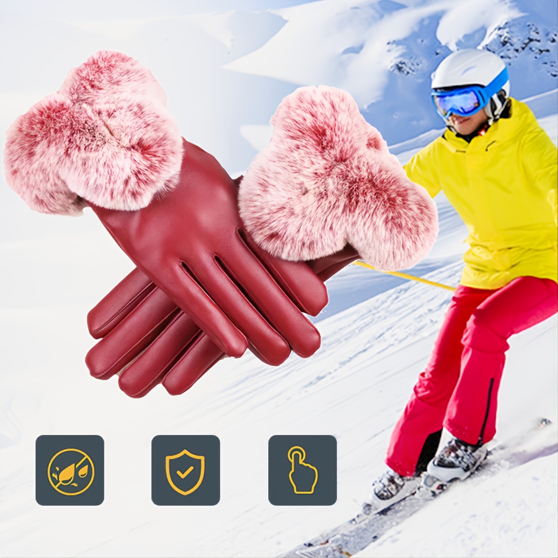 Guantes Invierno Guantes Conducción Pantalla Táctil Piel - Temu