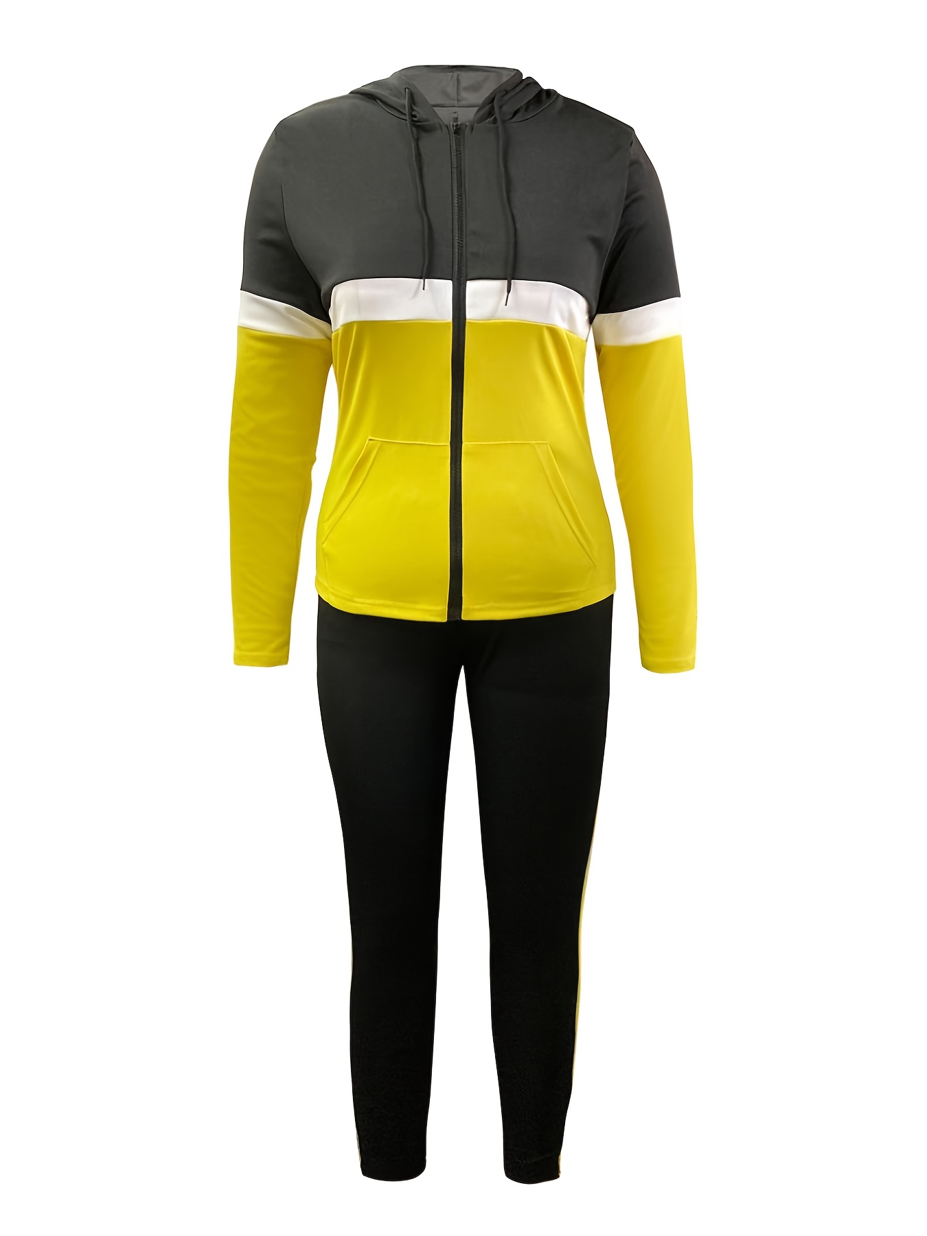Women's Tracksuit 2 Piece Outfits Pocketed Colorblock Hoodie and