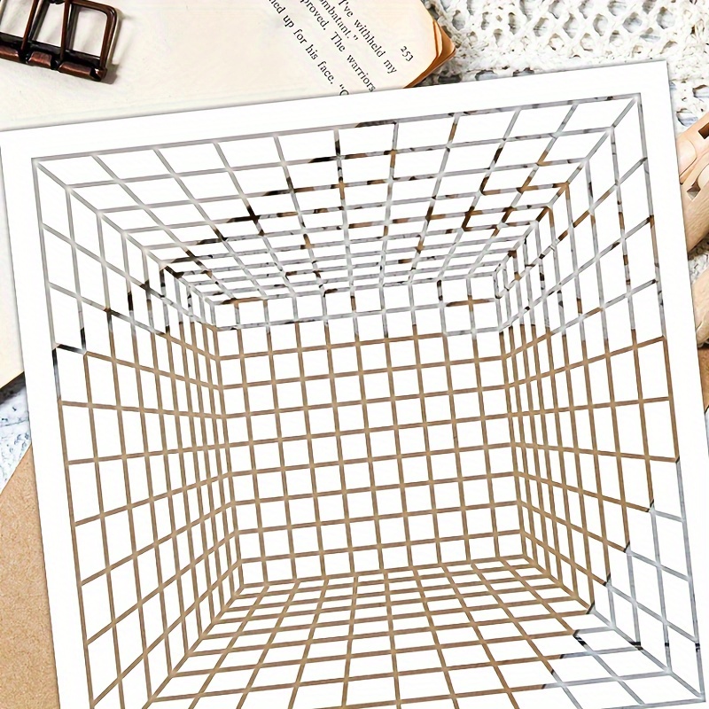 

Pochoirs de dessin d'illusion de cube 3D, modèles en plastique blanc crémeux pour l'art DIY, le scrapbooking et l'embossage - Artisanat festif de l'Aïd al-Adha