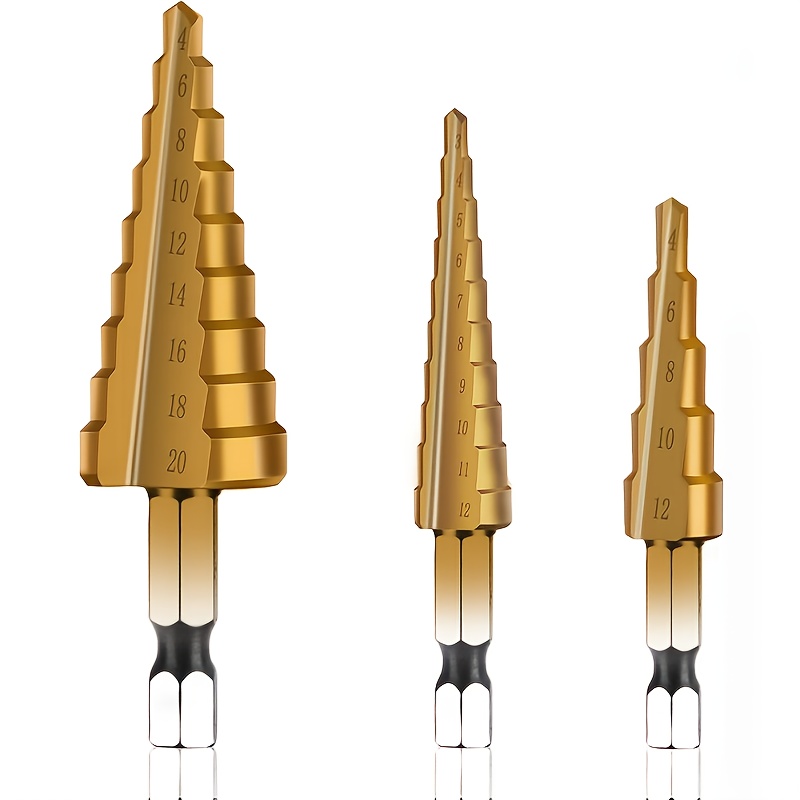 Step Drill Bit Set Titanium Coated High Speed Steel Drill - Temu