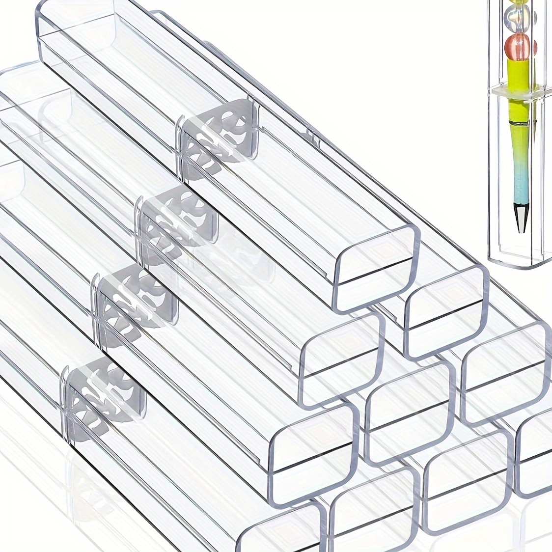 

Acrylic Pen Boxes (10pcs) - Clear Hexagon Single Ballpoint Pen Case, Pencil Gift Box, Pen Storage Container - Empty Bulk Collection Set