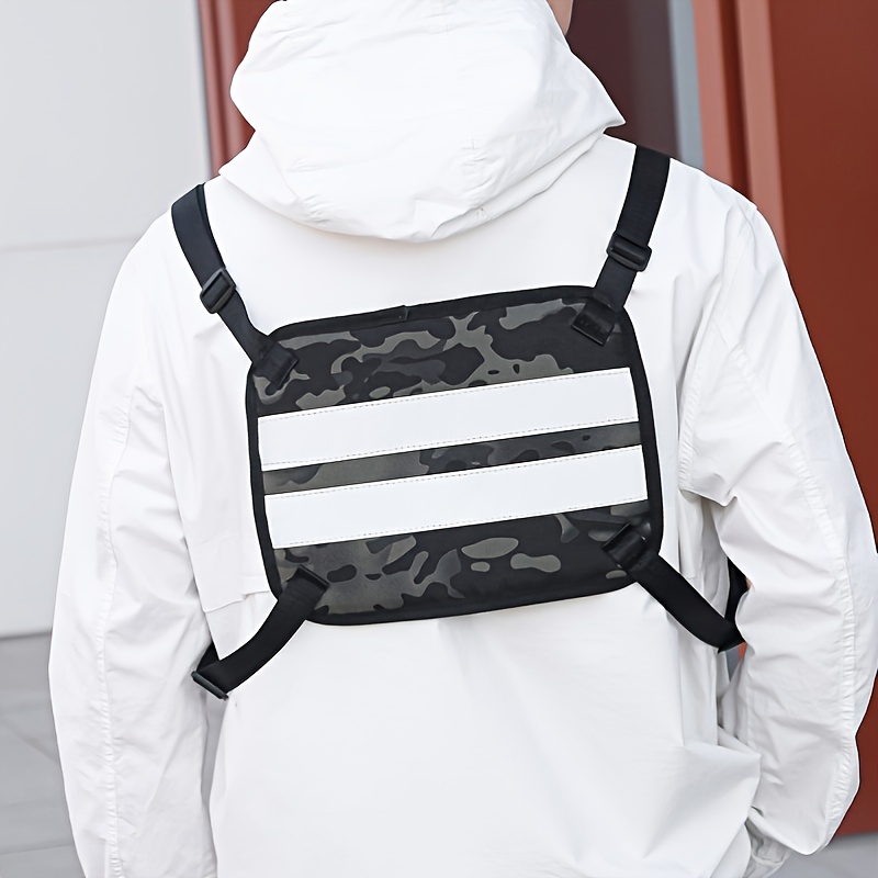 Fashion Men's Chest Bag Reflective Running Waist Bag Running Mobile Phone  Bag Tactical Vest - Temu