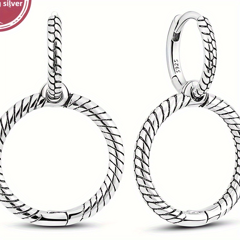 

4.3g 925 Sterling Silver Charm Double Hoop Ear Buckle Earrings Charms For Women Fashion Accessories Holiday Gift Fine Jewelry 1 Pair Of Earrings