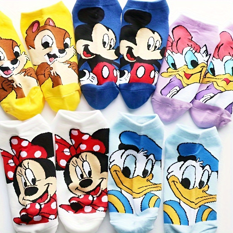 

5 Pairs Of Women's Boat Socks With Cute Cartoon Designs, Soft For Spring And Summer, Stylish Short Tube Socks For Sports And Casual Wear.