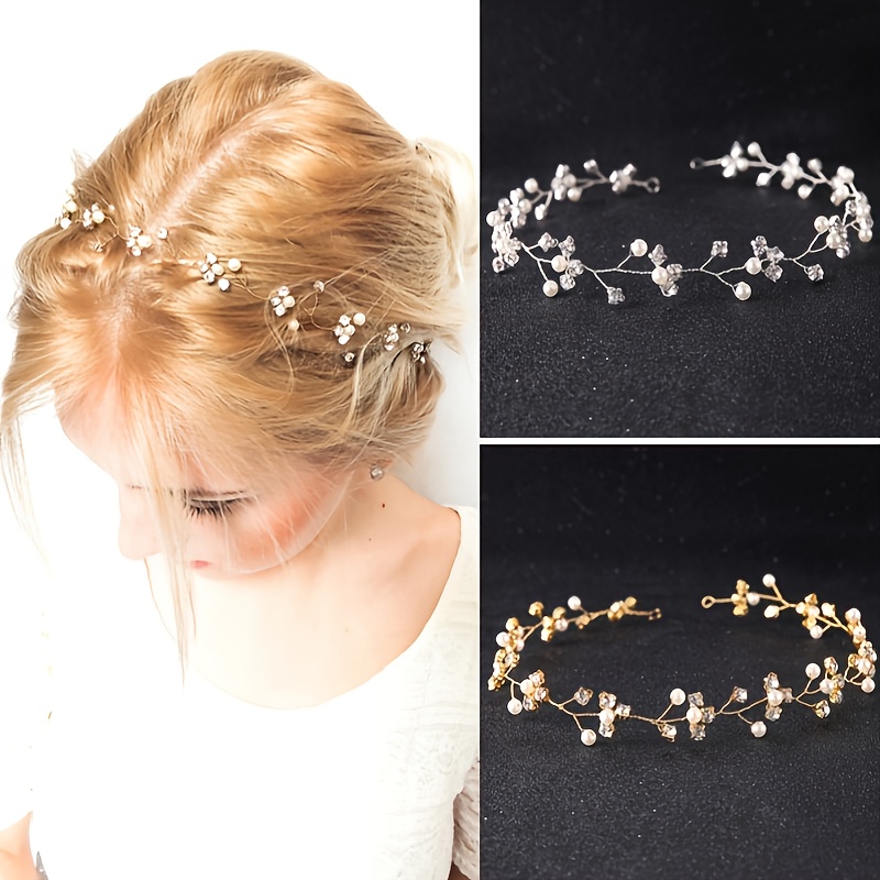 Horquillas para el pelo de novia con perlas, accesorios para el pelo de  flores para mujeres y niñas (paquete de 3) (dorado) Vhermosa Accesorios para  Niña