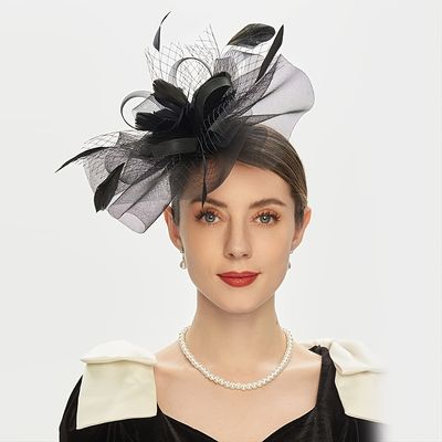 fascinators hat for women tea party headband kentucky derby wedding cocktail flower mesh feathers hair clip