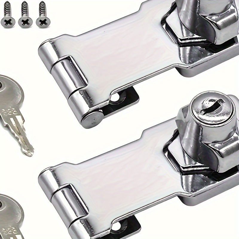 

2-in-1 Lock Set: Stainless Steel Drawer Locks, Wardrobe Locks, And 90-degree Hasp Locks - Suitable For Shops, Stores, And Hotels - Metal Material, No Battery Required