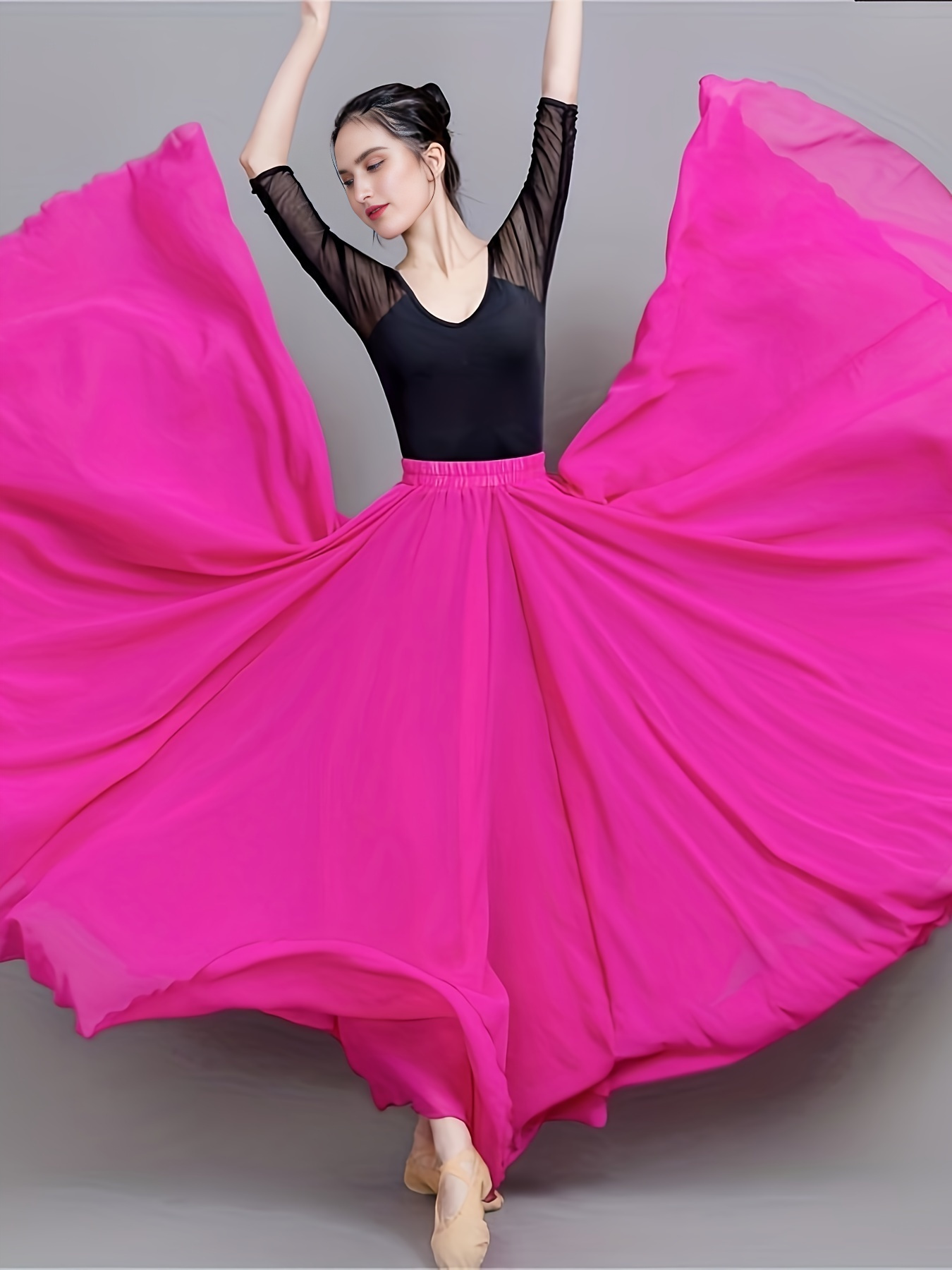 Long Ballet Skirt Maxi Skirt Women Chiffon Flowy Dancing - Temu