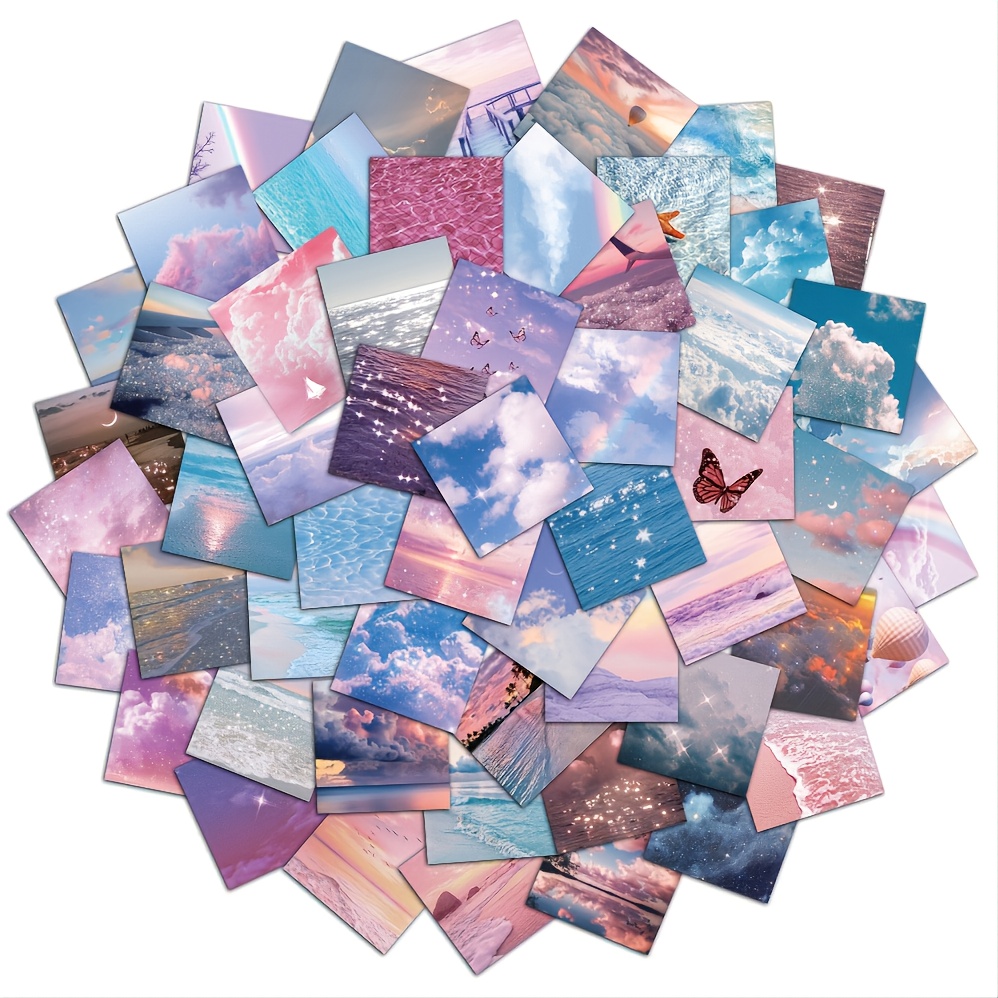 56pcs Waterproof Stickers Cloud Starry Sea Patterns for Suitcase Mobile Shell