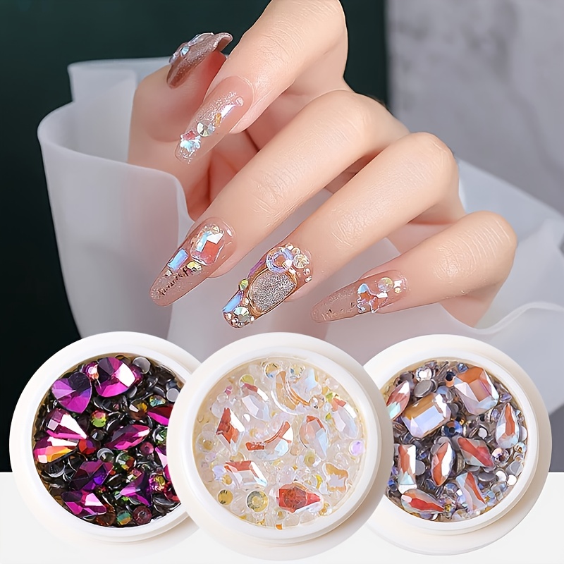 Amazon.com: CoolNail 3D Luxery Colorful Gems Extra Long Stiletto False Nails  Tips Pointed Sharp Stilettos Fake Nail Marble Pink UV Gel Press on Nails :  Beauty & Personal Care