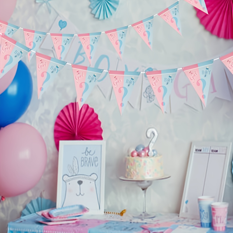 Gender Reveal Party Balloon Pull Flag Decor Set Celebrate - Temu