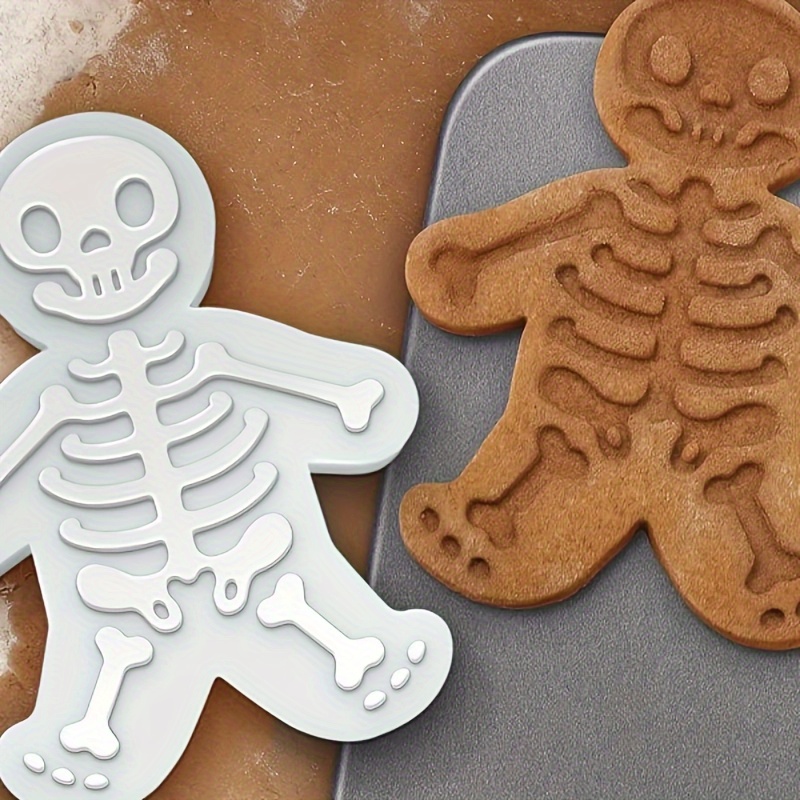 

3d Skeleton Gingerbread Man Cookie Cutter Set, Plastic Pastry Press Mold For Baking And Cake Decorating