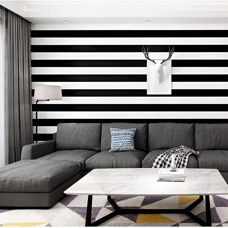 1sheet 39 4in 17 7in Black And White Striped Home Decoration Cabinet Table  Chair Room Background Self Adhesive Wallpaper | Shop Now For Limited-time  Deals | Temu