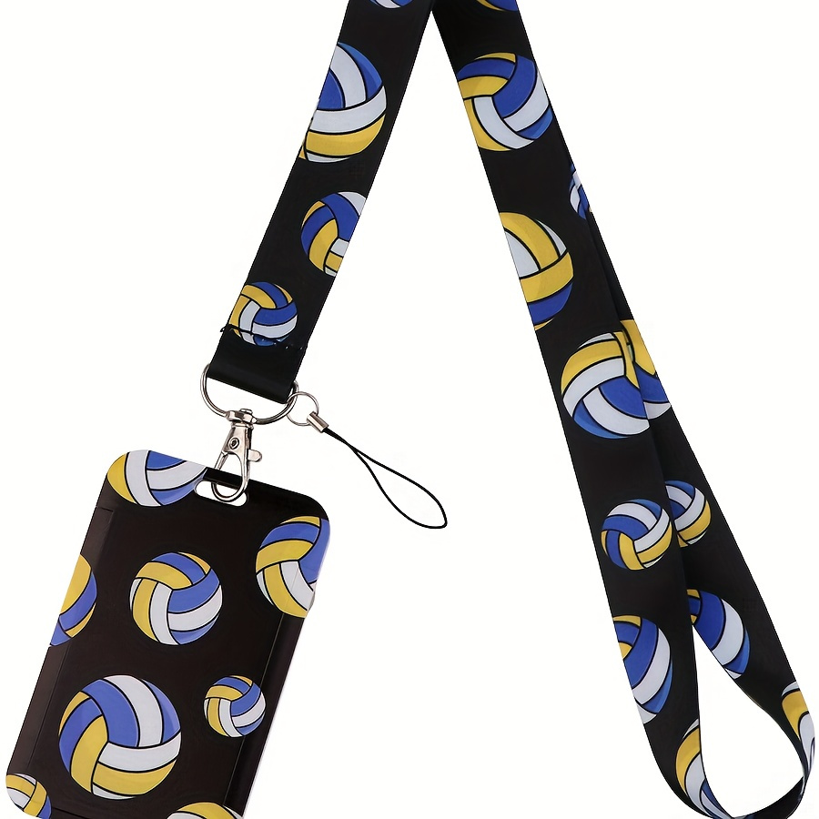 

Volleyball Pattern Polyester Lanyard With Key Ring And Badge Holder - Keychain For Office Id, Gym, Phone