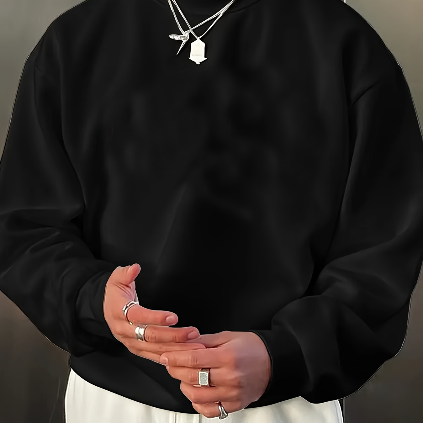 

Men's Casual Solid Color Crew Neck Pullover Sweatshirt, Comfy Long Sleeve Top, Soft And Trendy For Spring/autumn Wear