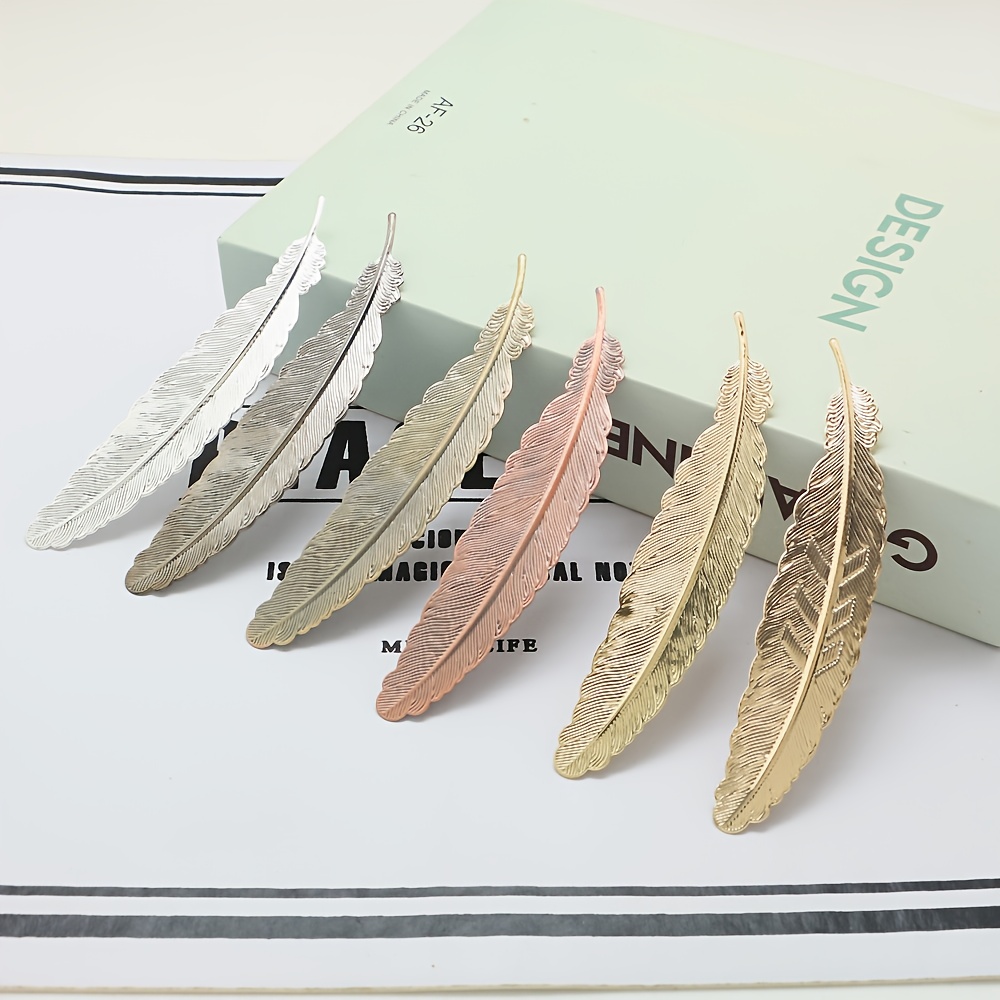 Retro Feather Leaf Bookmark for Books Animal Metal Bookmarks Clip