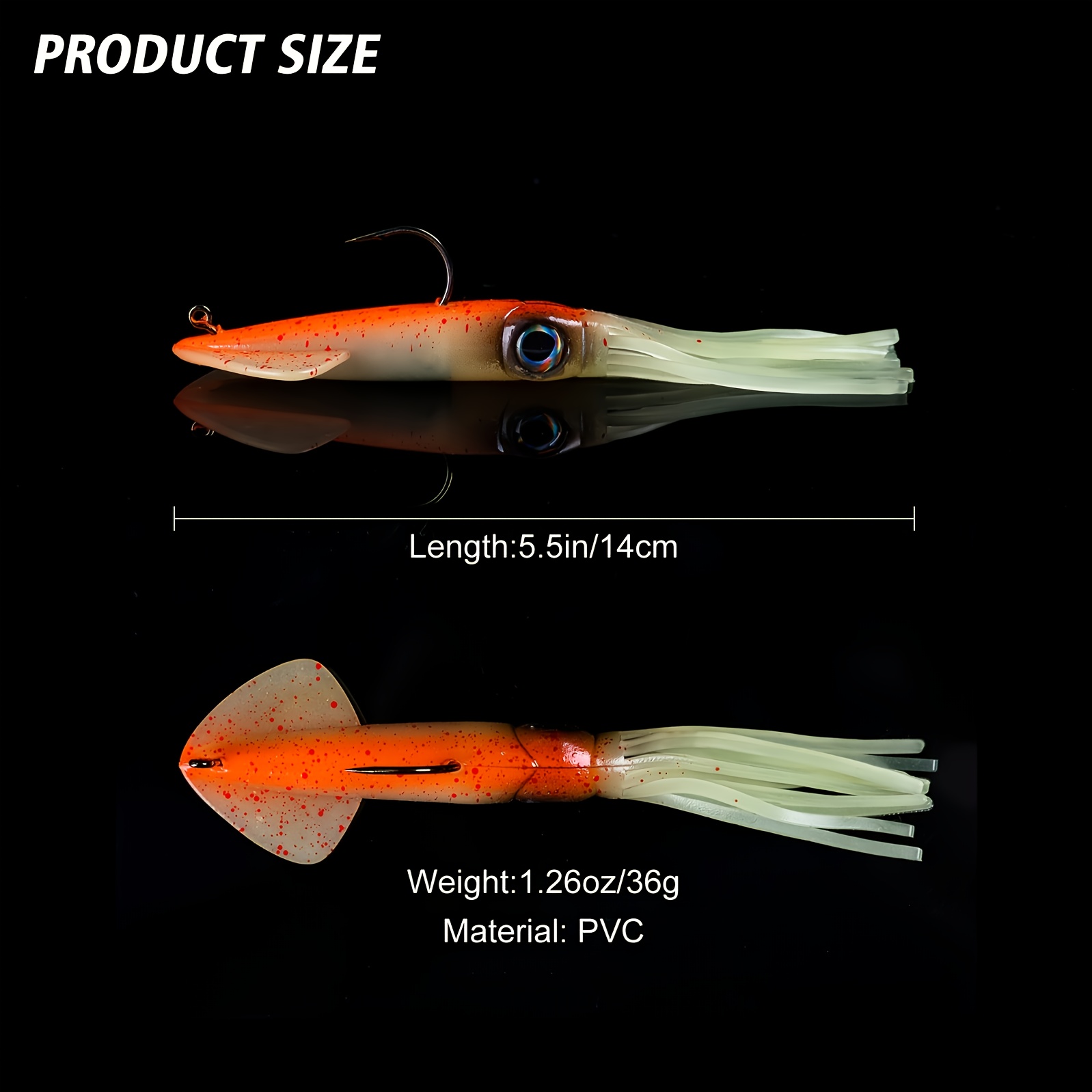 4pc Saltwater Fishing Lures Squid Jig Luminous Octopus Bait Hook