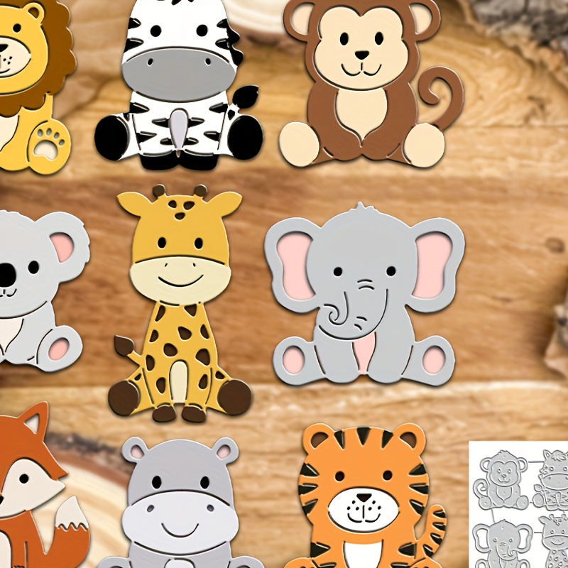 

1 Ensemble Friends Metal Cutting Dies - , Zèbre, Lion, Éléphant, , Koala, Tigre, Hippopotame, Renard - Pochoirs en argent pour scrapbooking, bricolage, papeterie et décorations de timbre