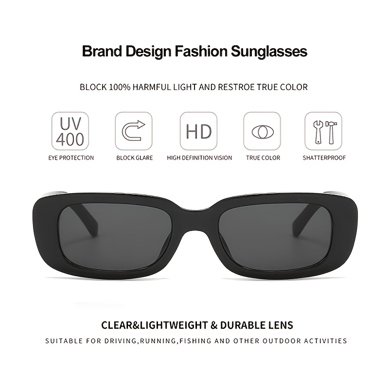 Vintage Rectangle Sunglasses Mens Women Fashion Square Outdoor