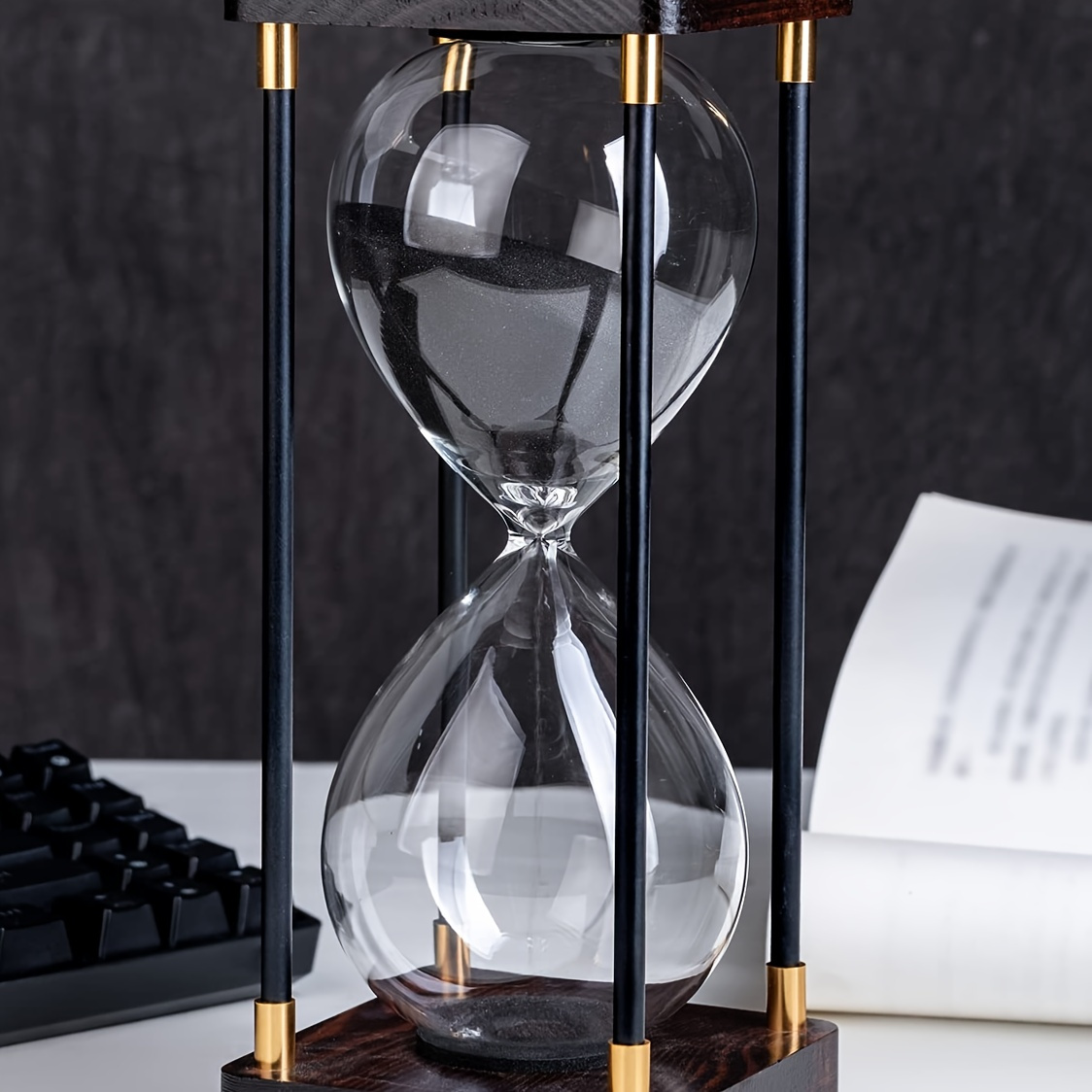 

1pc, Elegant 30-minute Hourglass Timer With Decorative Wooden Frame, Ideal Party Table Centerpiece, Available In Multiple Colors And Premium Materials