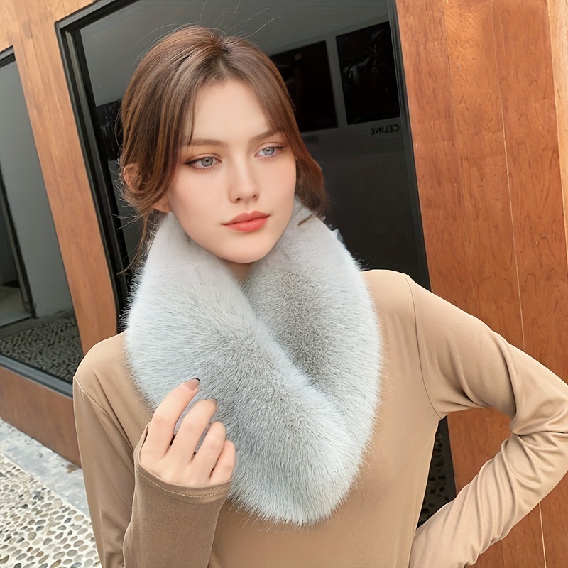 Women Faux Fur Winter Collar Scarf Thick Plush Neck Scarves Wrap Warmer  Shawl Faux Fur Scarf Neck Warmer Scarf Wrap