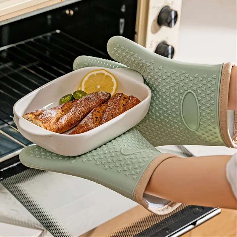 Non slip Oven Gloves Thickened Silicone Baking Gloves For - Temu