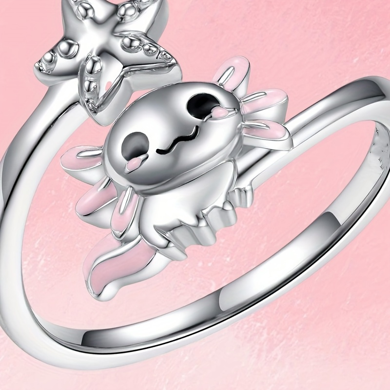 

Chic Adjustable Axolotl Ring - Fashion Alloy With Accents, Perfect Valentine's Day Or Birthday Gift For Him, Axolotl, Ring, Adjustable, Jewelry