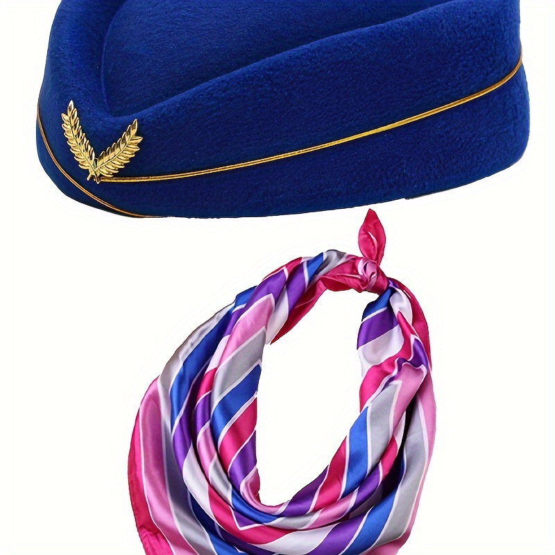 

Flight Attendant Hat With Scarf, Flight Attendant Hat, Crew Member Clothing Accessories, Flight Hostess Role-playing Set