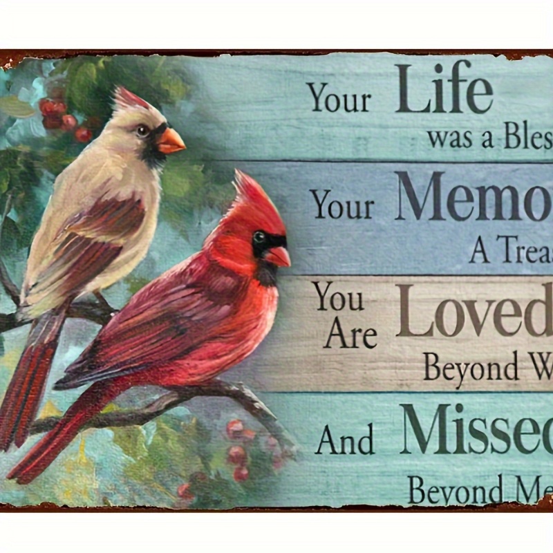 

1pc Watercolor Cranberry Tree Nature Artwork Your Life Was A Blessing Sign For Home Kitchen Farmhouse Garden Wall Decoration 7.9x11.9inch Aluminum