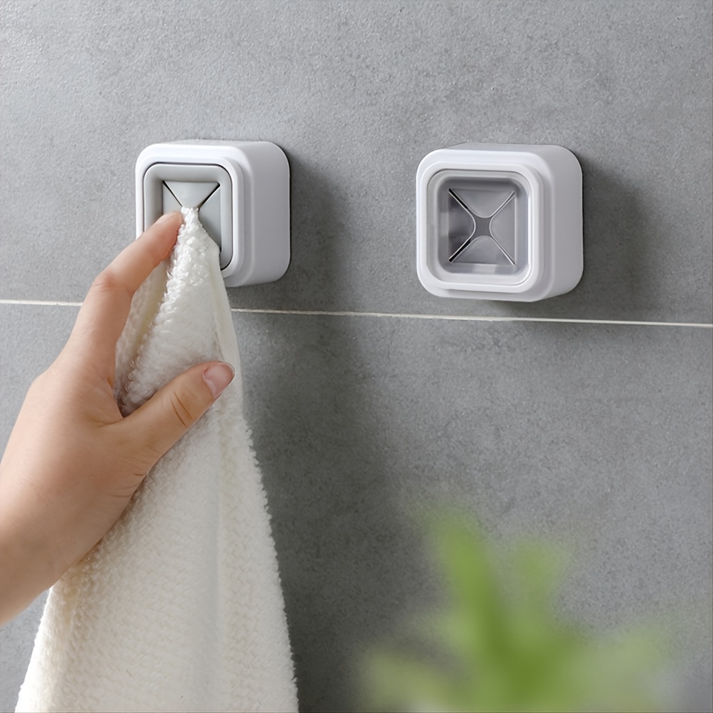 Kitchen Towel Hooks Self Adhesive Push Dish Towel Holder Wall Mount Rag  Stopper Grabber, Dish Towel Holder Hook