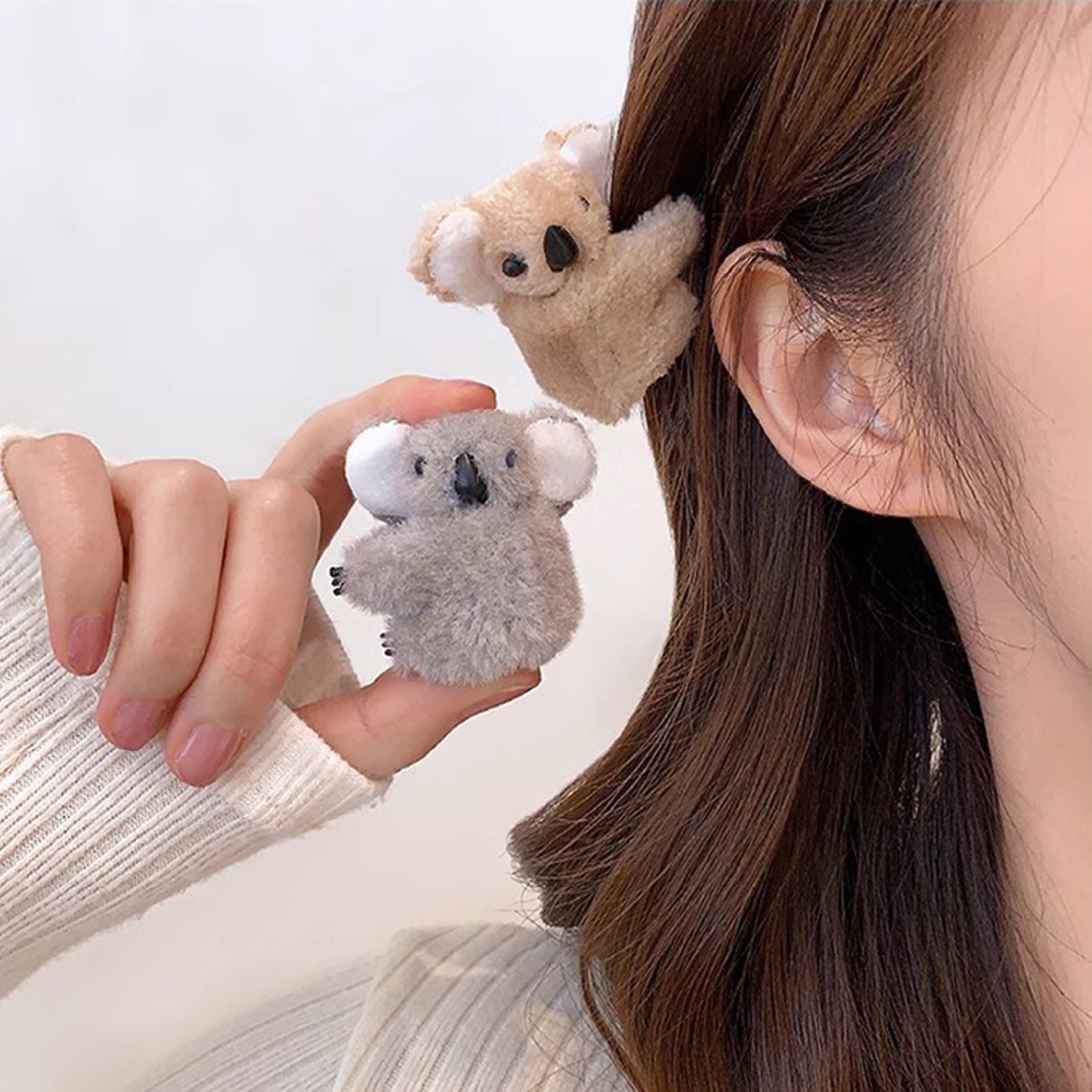 1pc 2pcs Cute Plush Koala Hair Clip Girls Small Bangs Hair