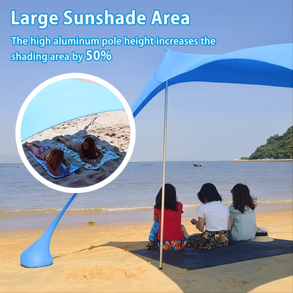Sun Ninja Pop Up Beach Tent Sun Shelter UPF50+ with Sand Shovel, Ground Pegs and Stability Poles, Outdoor Shade for Camping Trips, Fishing, Backyard