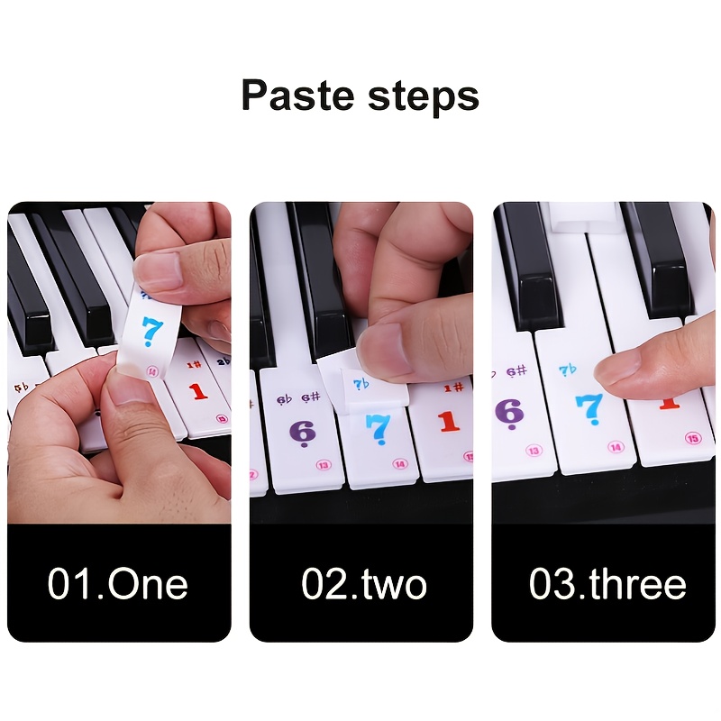 Acheter 88/61 touches couleur Piano lettre Notes autocollants clavier main  rouleau Piano clavier autocollants transparents