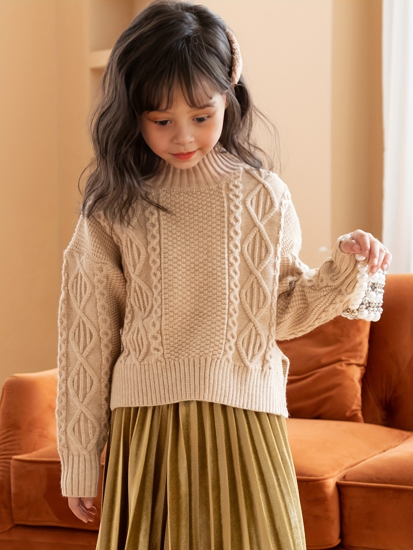 Girls cable sale knit sweater