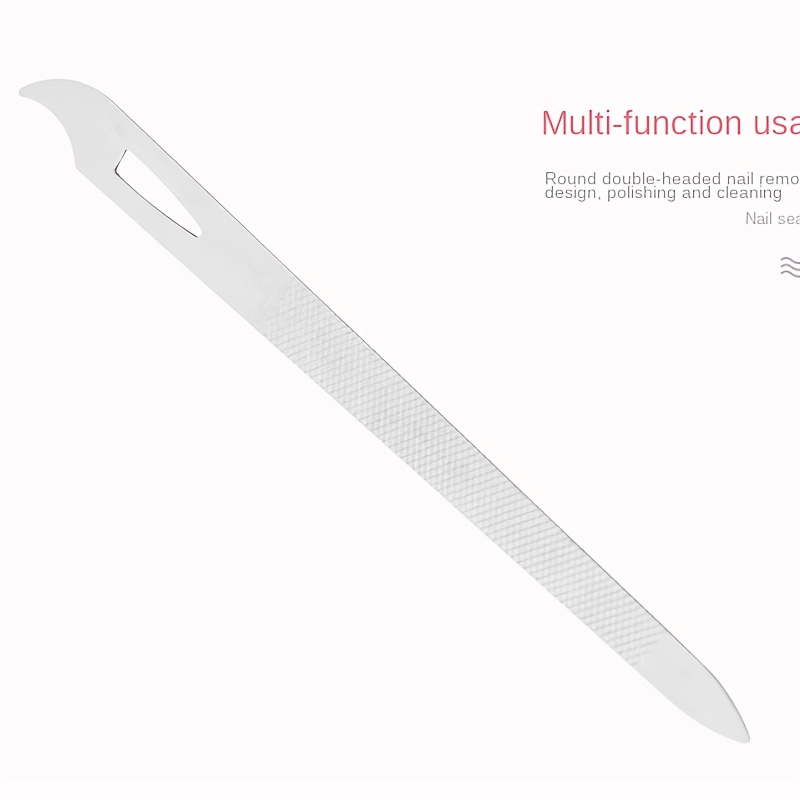 Stainless Steel Nail File Double Sided Buffer Manicure Nail Art Curved Tip